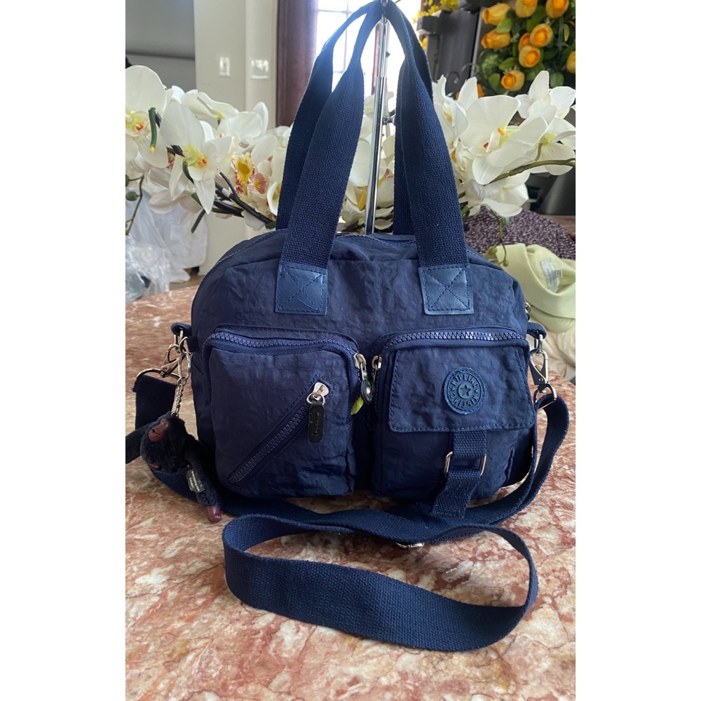 Kipling Defea Navy Nylon Medium Satchel Shoulder Crossbody Handbag EUC! $109